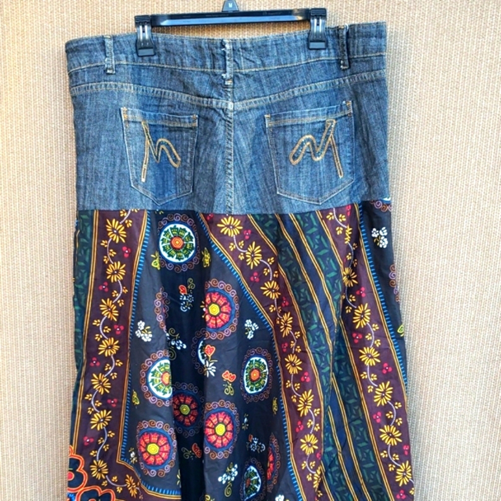 Floral Patchwork Denim Skirt - image 3